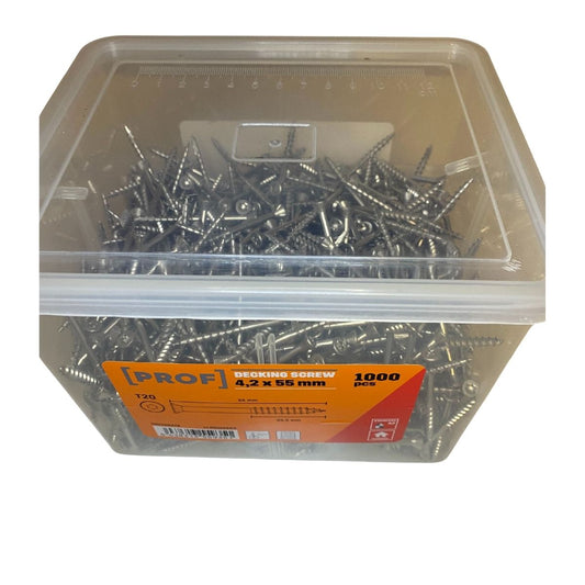 rostfri trallskruv a2 4,2x55 mm prof 1000 st i plastbox