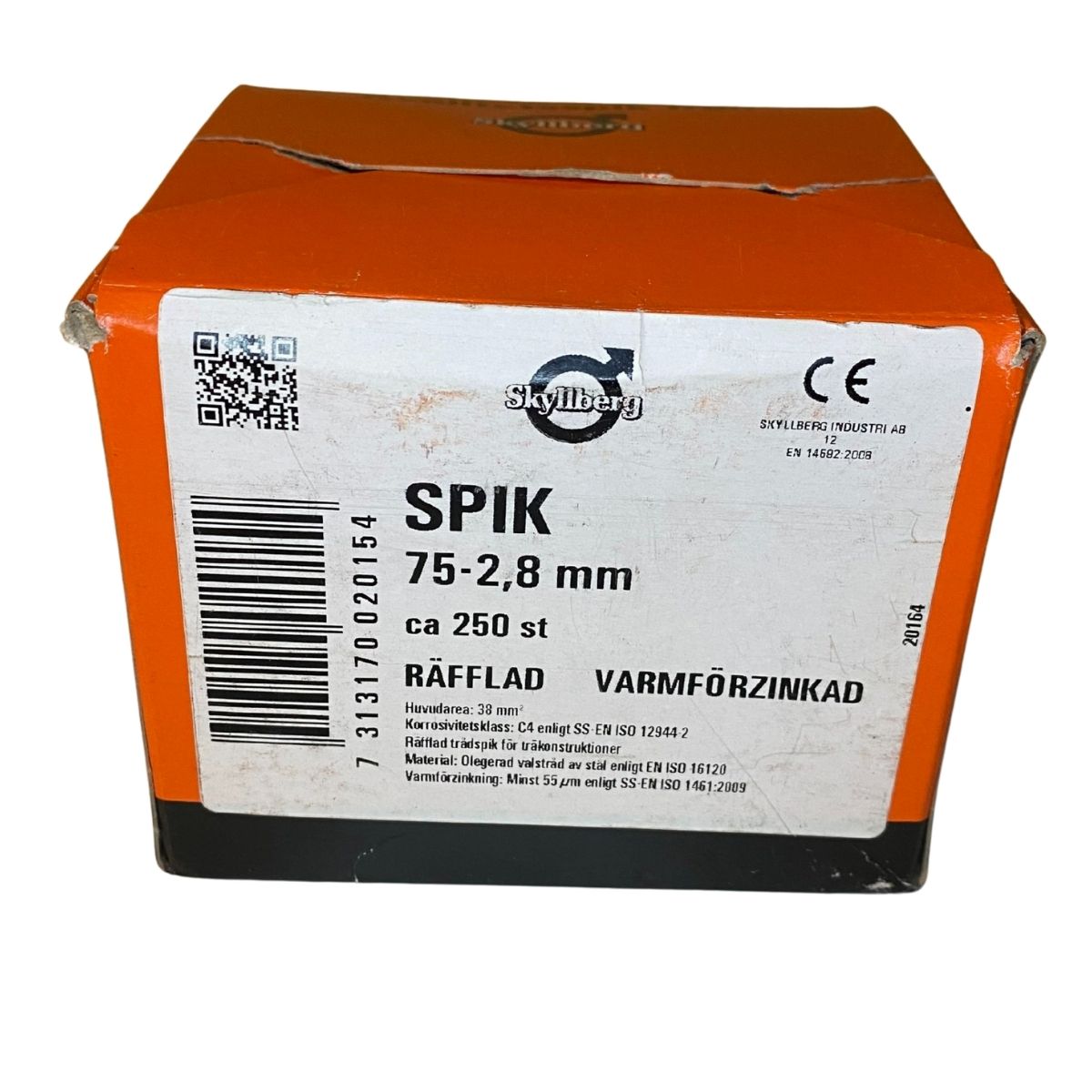 Spik 75 x 2,8 mm räfflad varmförzinkad 250-pack från Skyllberg