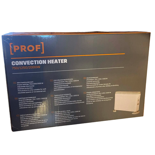 Förpackning PROF konvektorelement 2000W vit med termostat