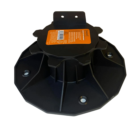 Justerbar terrassfot PROFI sidovy med fästplatta och hål