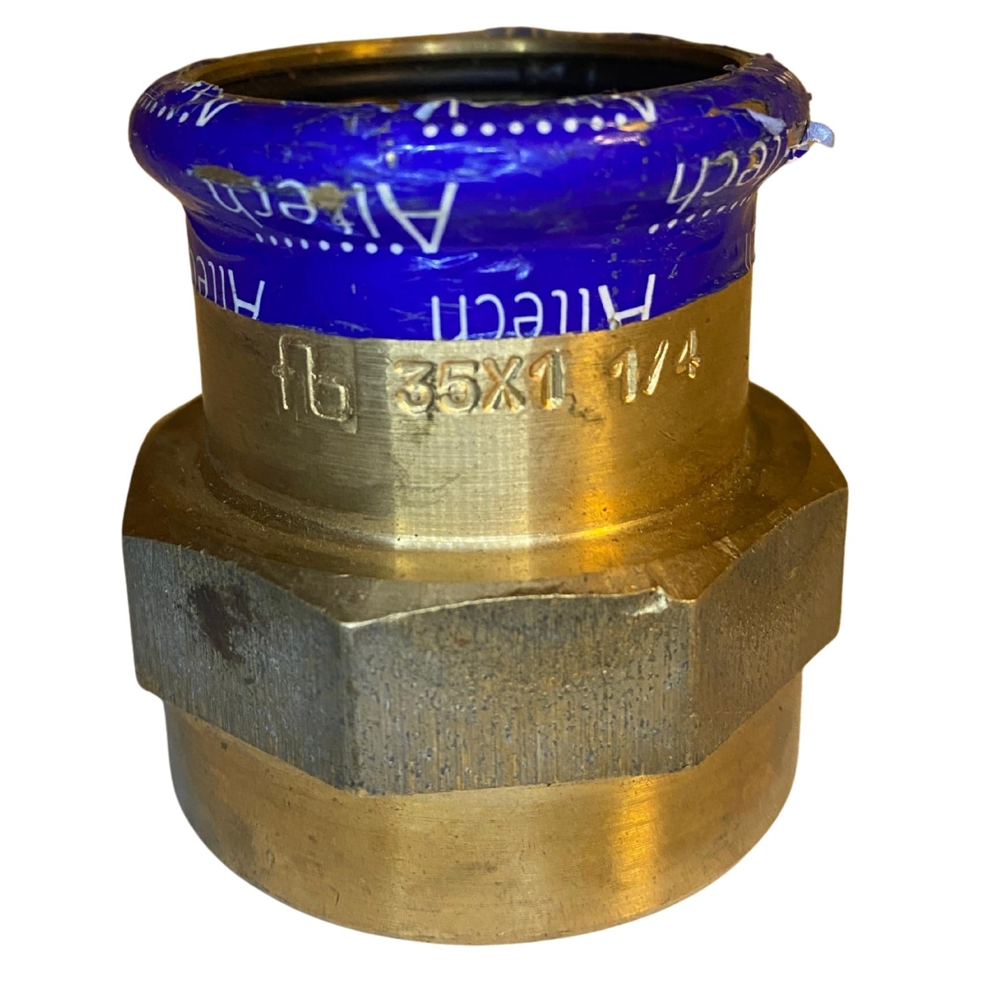 Altech kopparpress övergång 35x1 1/4 med 35 mm pressända och 1 1/4 tum gänga