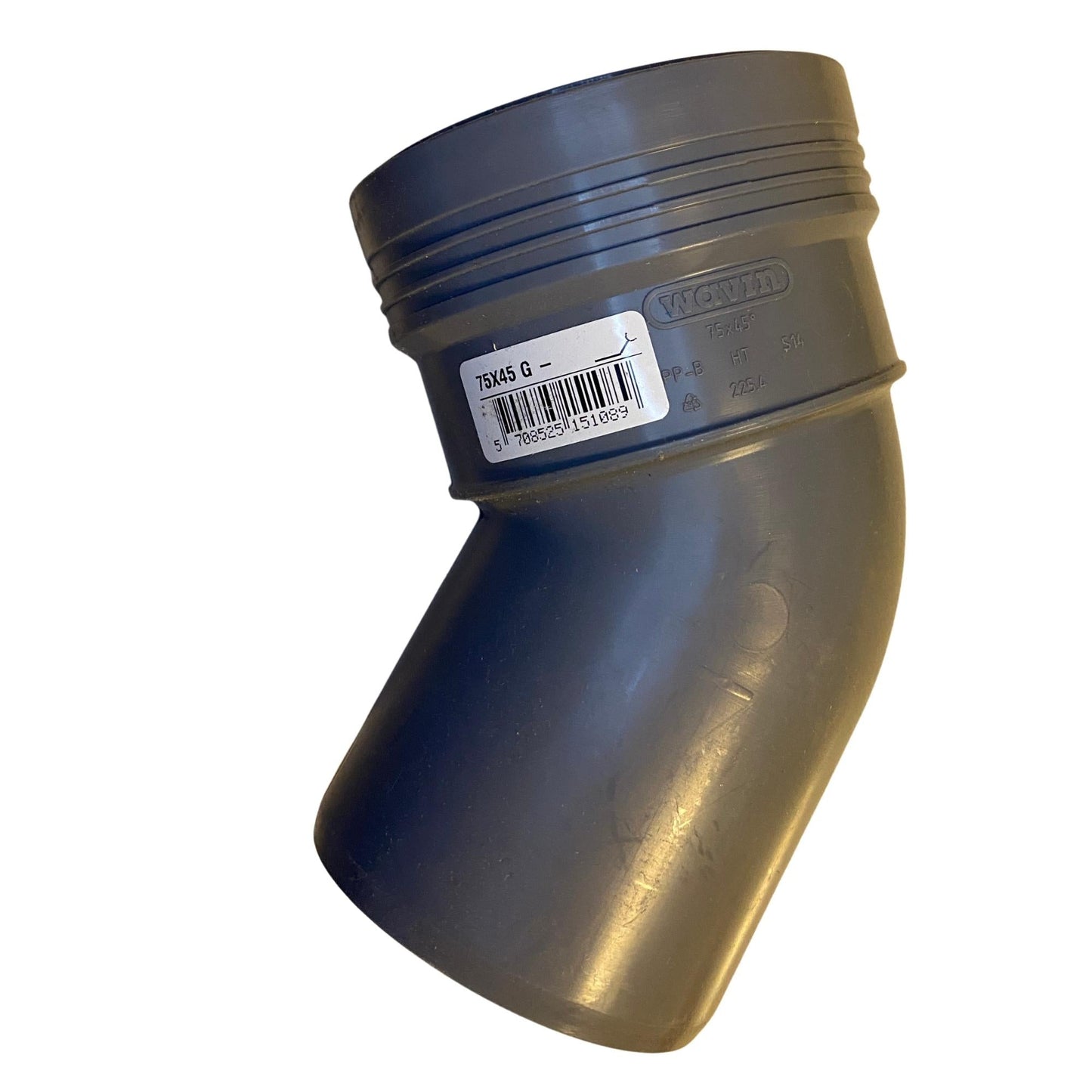 Wavin böj 45 grader PP-B S14 75 mm för avloppssystem