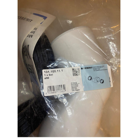 Produktetikett Geberit anslutningssats 90 mm vägghängd WC