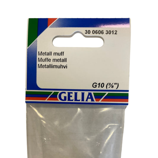 GELIA metallmuff G10 3/8" - närbild på förpackning