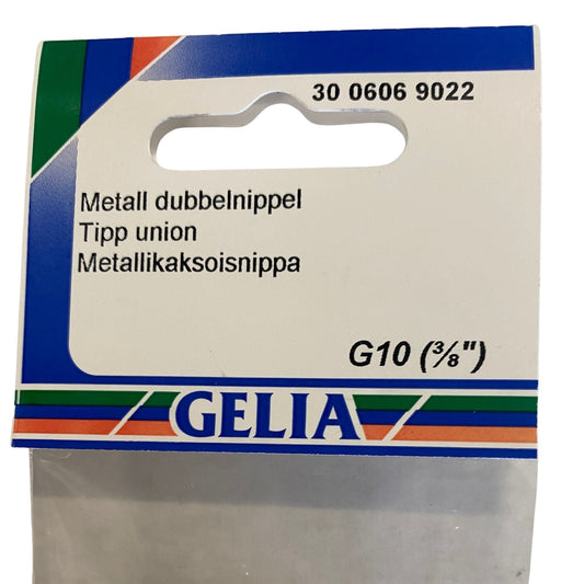 GELIA dubbelnippel metall G10 3/8", förpackning