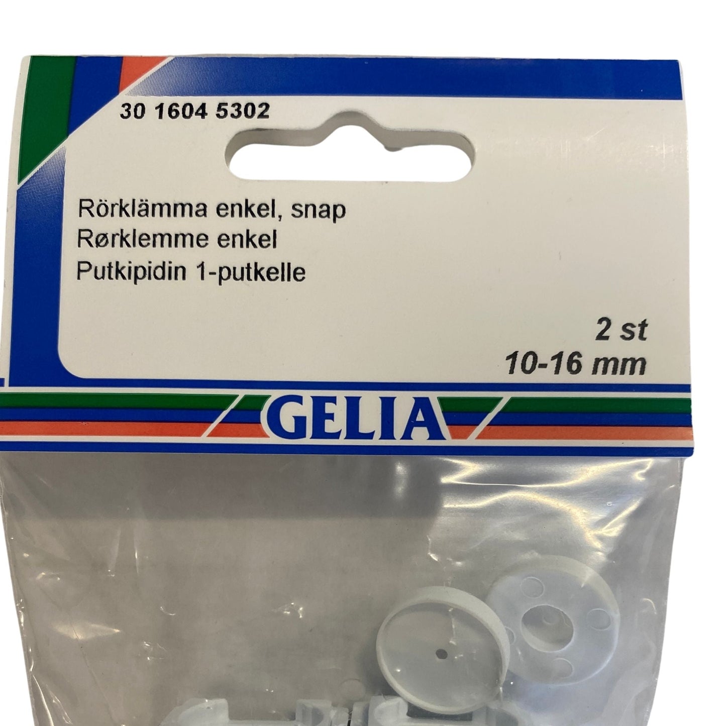 GELIA rörklämma 10-16mm - närbild på förpackning