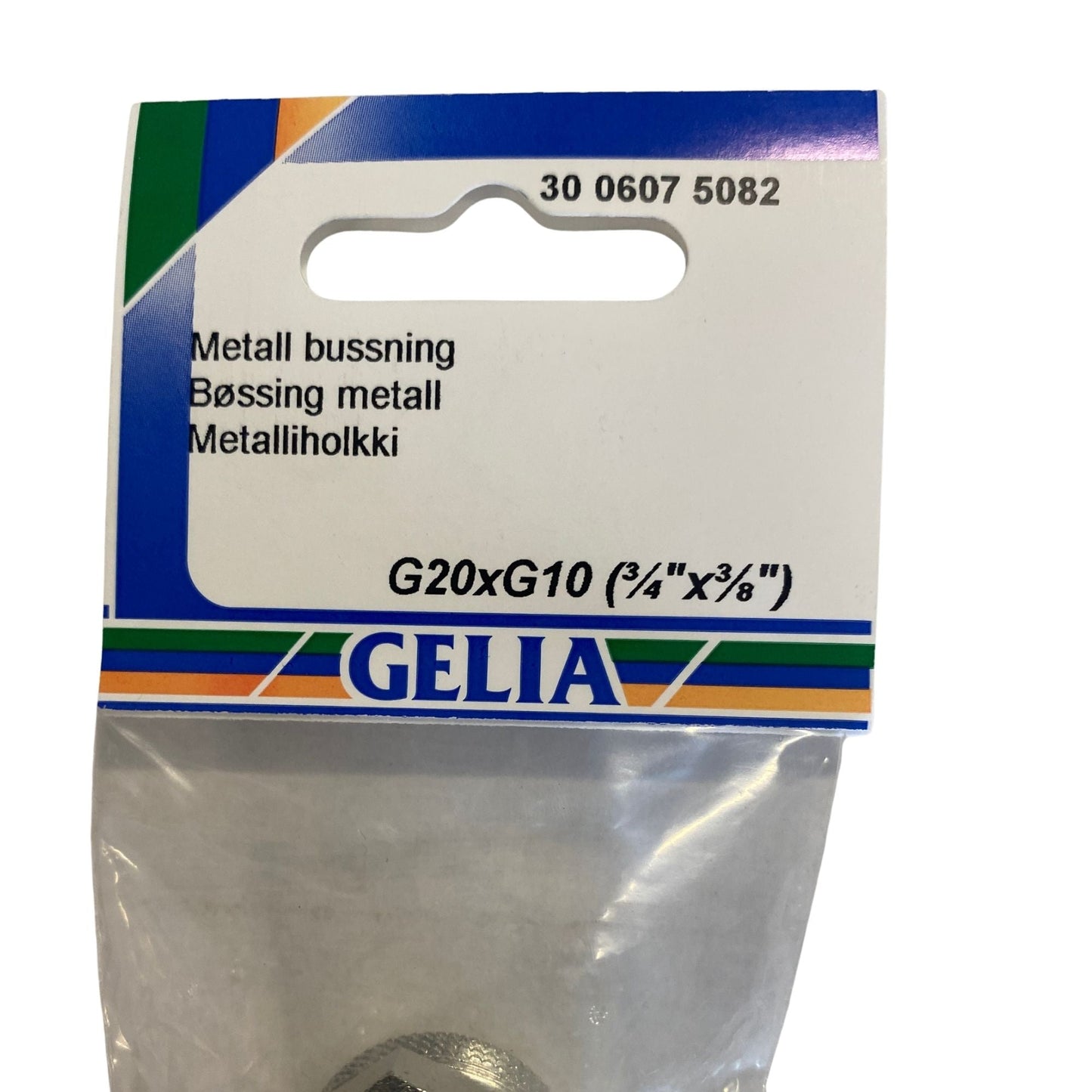 Bussning metall GELIA G20xG10 närbild förpackning etikett