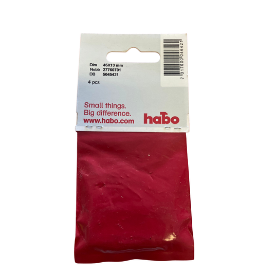 Hängbleck 45x13 mm baksida av förpackning med EAN-streckkod, NOBB-nummer och antal 4 st