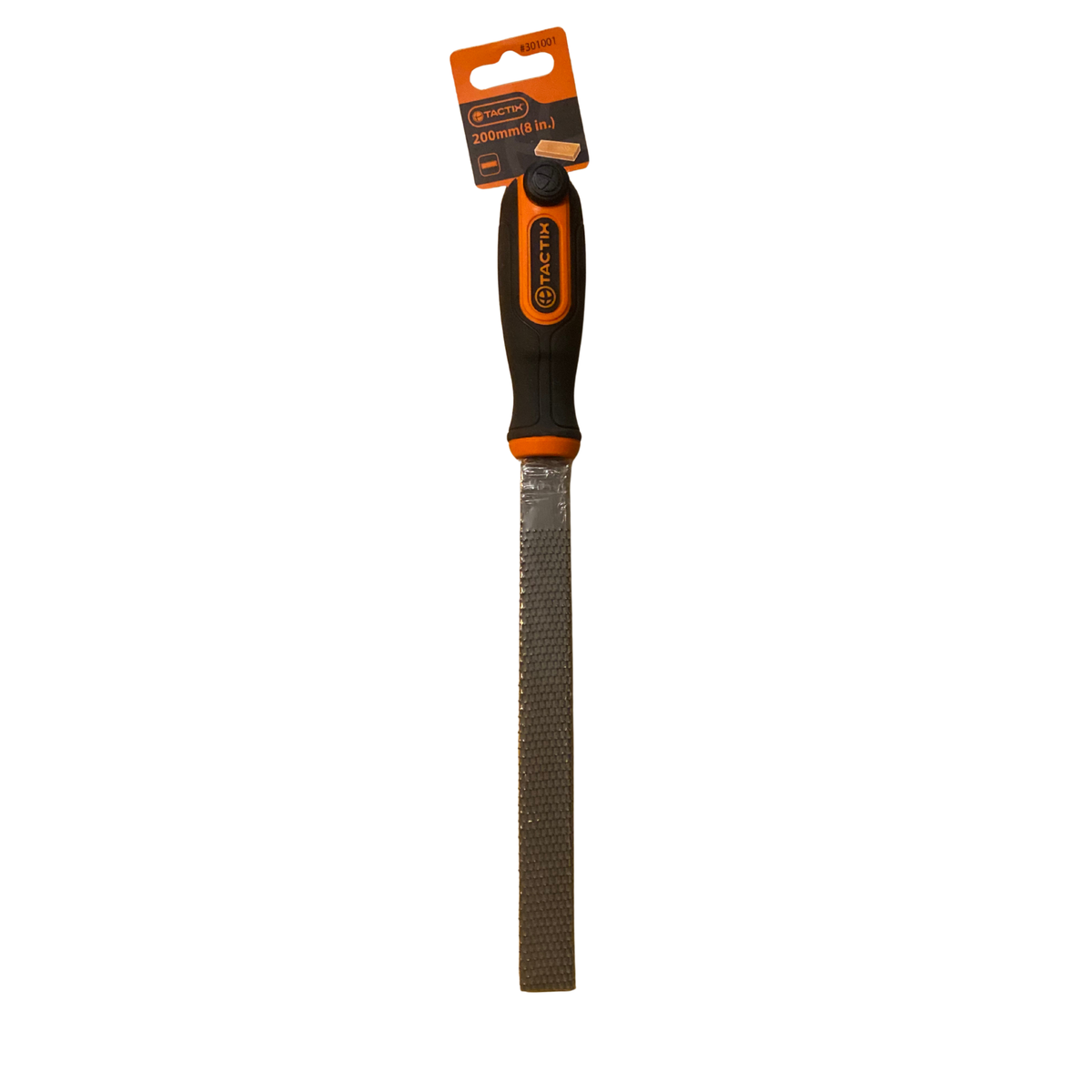 Rasp flat 200 mm för trä med grova rasptänder och svart och orange handtag från Tactix