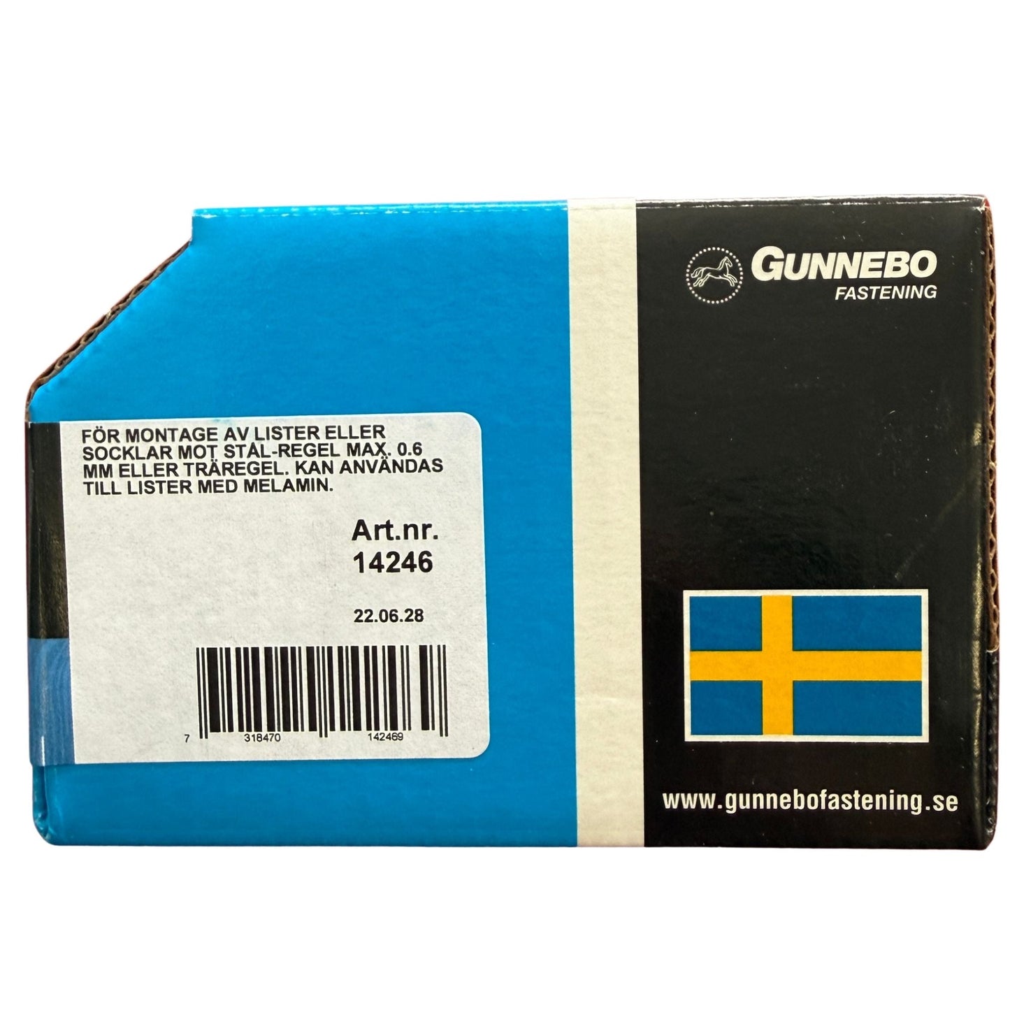 Listskruv Gunnebo förpackning sida med användningsområde och artikelnummer 14246