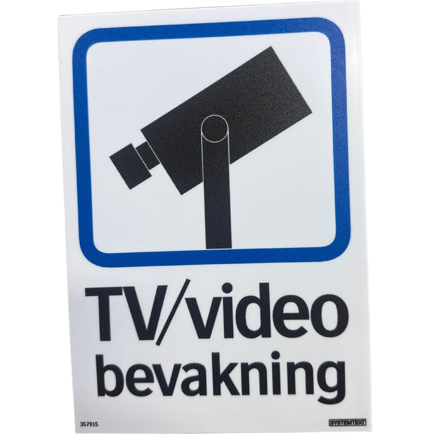 Varningsskylt TV/video bevakning med kamerasymbol från Systemtext