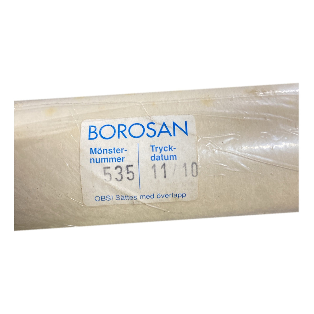 Tapetrulle Borosan 535 etikett med tryckdatum 11/10