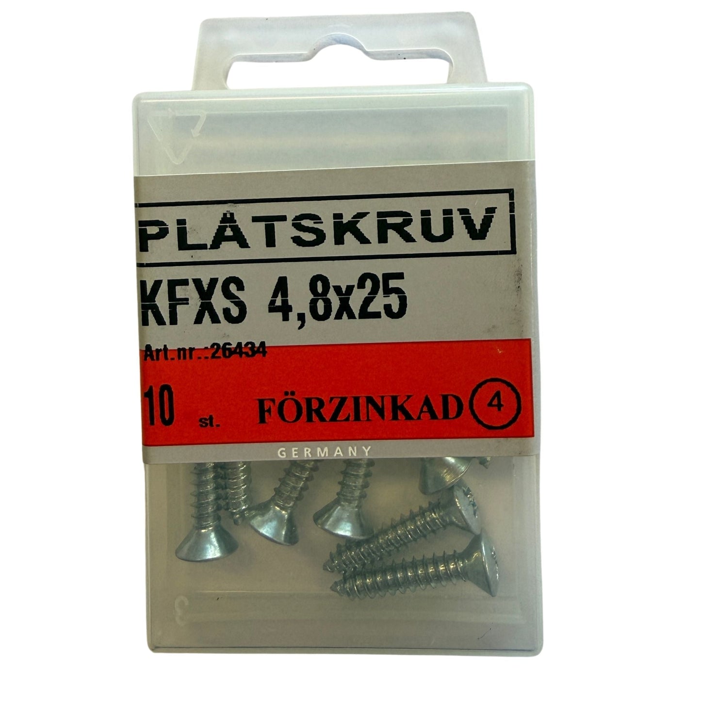 Förpackning med plåtskruvar KFXS 4,8x25mm förzinkade, 10 st