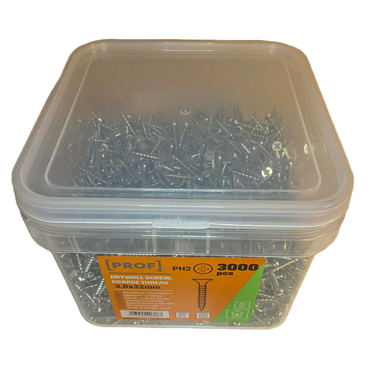 Förzinkad gipsskruv PH2 grovgängad 3,8x32mm i förvaringslåda