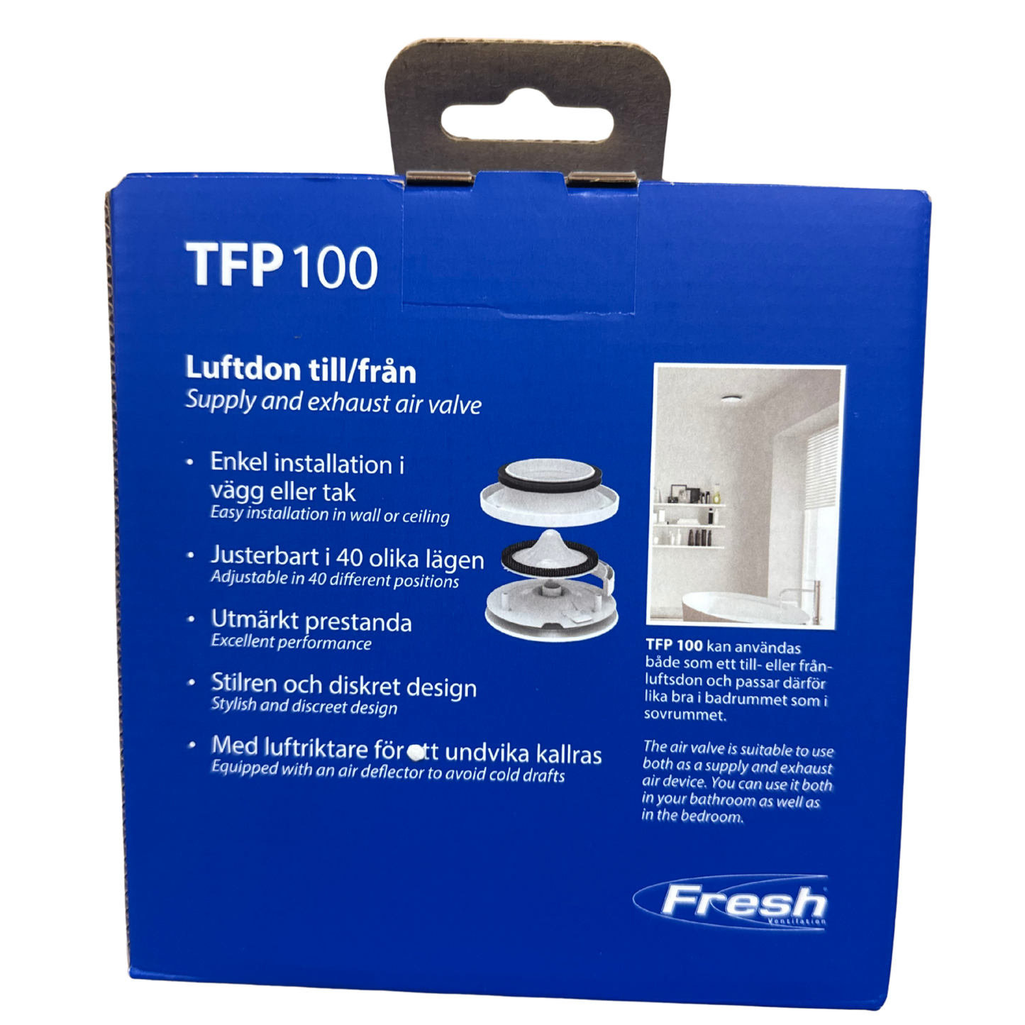 Luftdon TFP 100 Fresh med luftriktare och produktegenskaper
