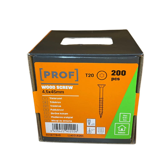 Träskruv 4,5x45 mm Prof FZB T20 i originalförpackning