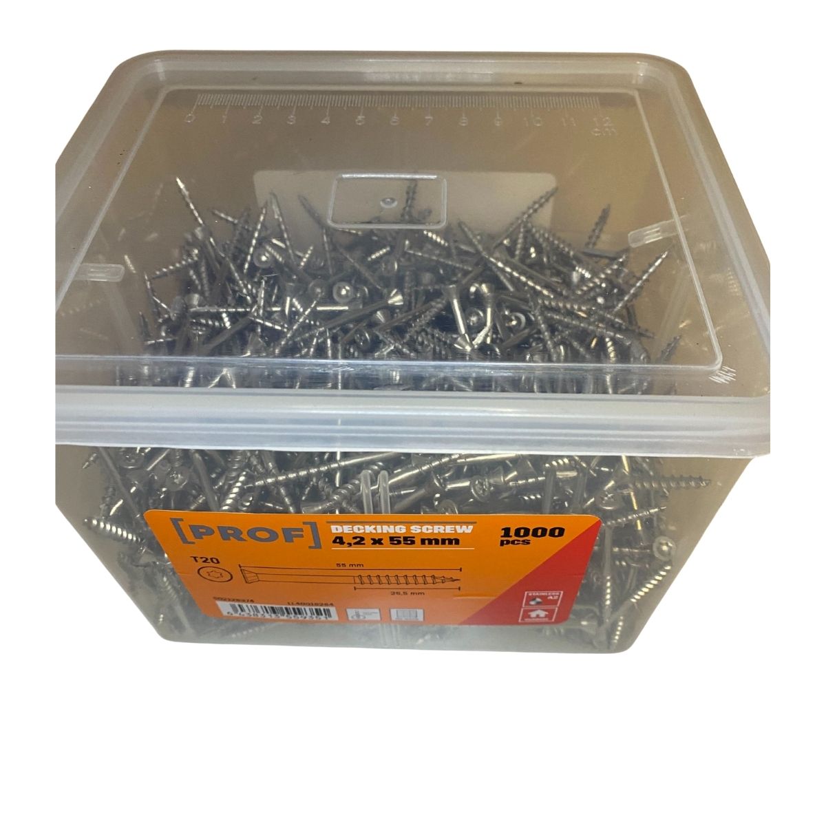 rostfri trallskruv a2 4,2x55 mm prof 1000 st i plastbox
