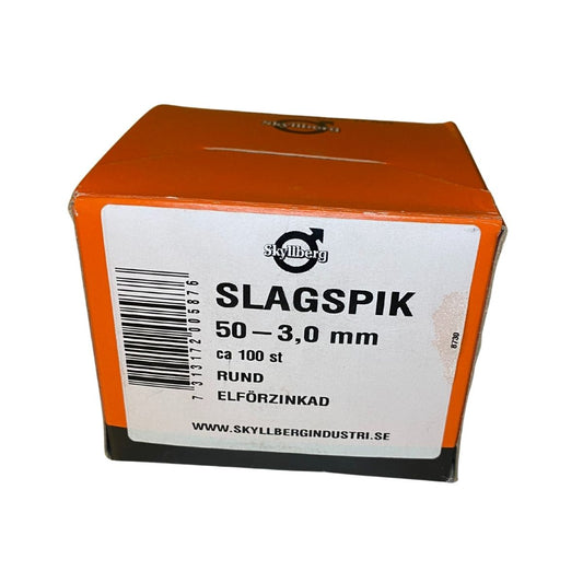 Slagspik 50 x 3,0 mm rund elförzinkad 100-pack från Skyllberg
