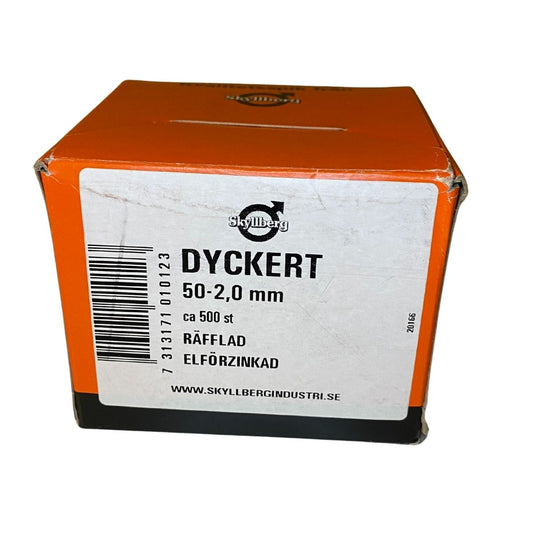 Dyckert 50 x 2,0 mm räfflad elförzinkad 500-pack från Skyllberg
