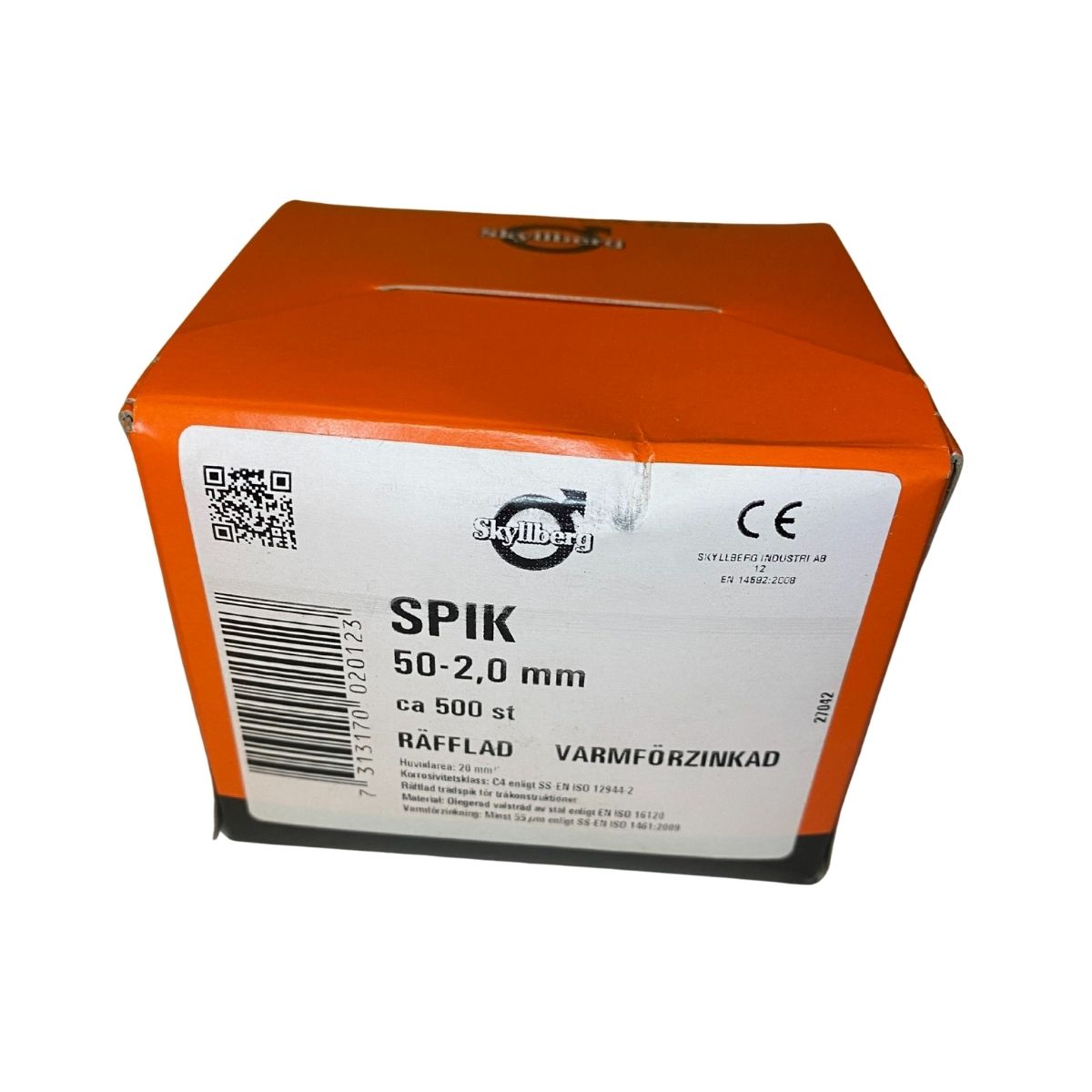 Spik 50 x 2,0 mm räfflad varmförzinkad 500-pack från Skyllberg

