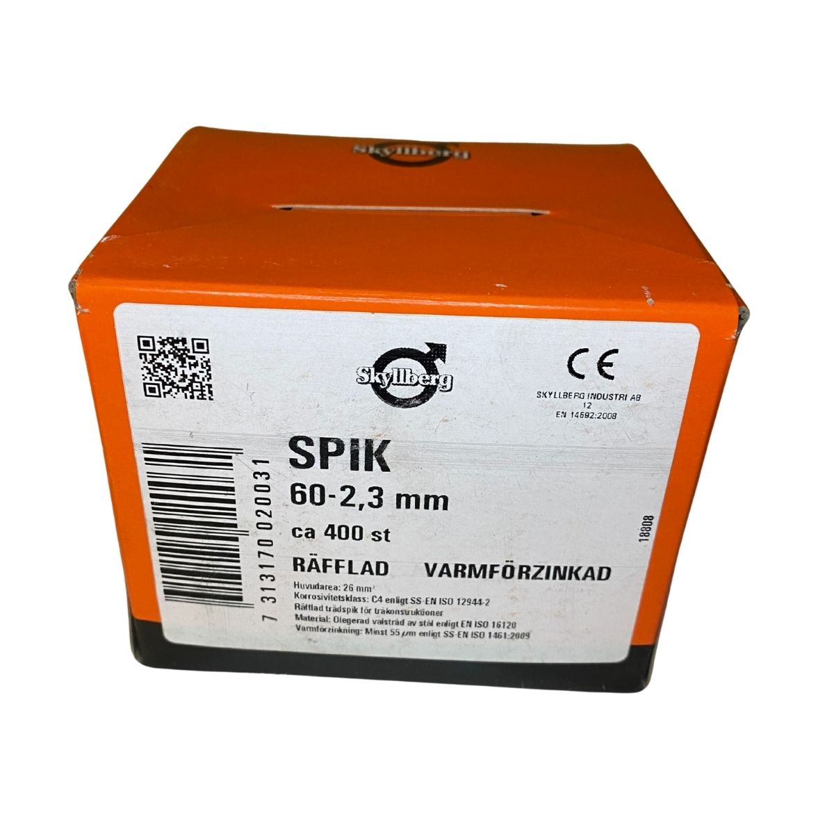 Spik 60 x 2,3 mm räfflad varmförzinkad 400-pack från Skyllberg
