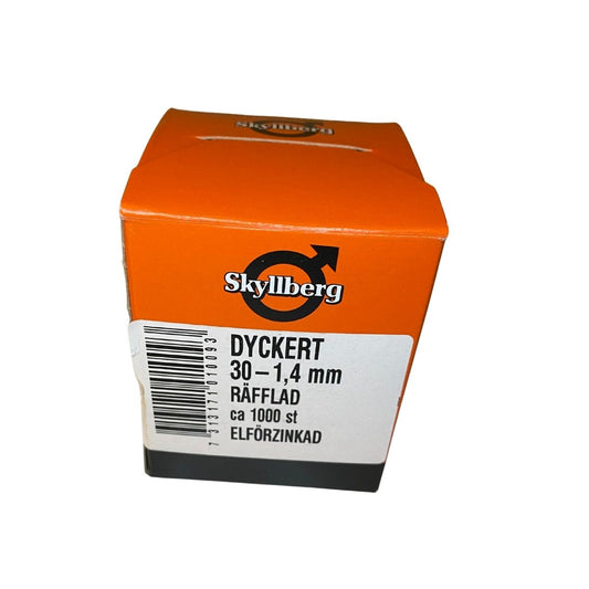 Dyckert 30 x 1,4 mm räfflad elförzinkad 1000-pack från Skyllberg
