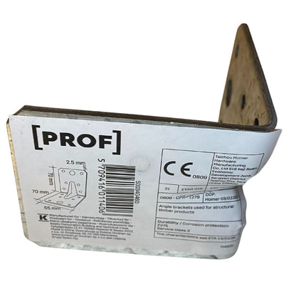 prof vinkelbeslag 70x70 mm med förborrade hål
