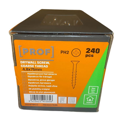 gipsskruv 4,8x75 mm prof fzb ph2 i kartong
