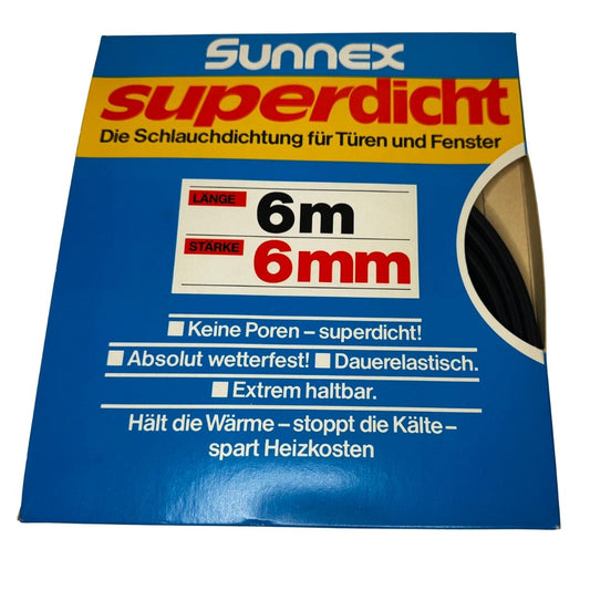 tätlist för dörr och fönster 6 meter 6 mm i svart gummi
