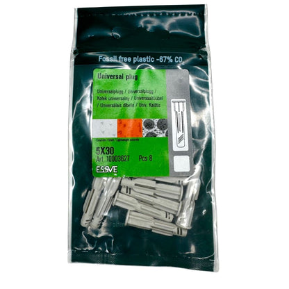 Universalplugg 5x30 mm ESSVE 8-pack för infästning i betong, tegel och lättbetong
