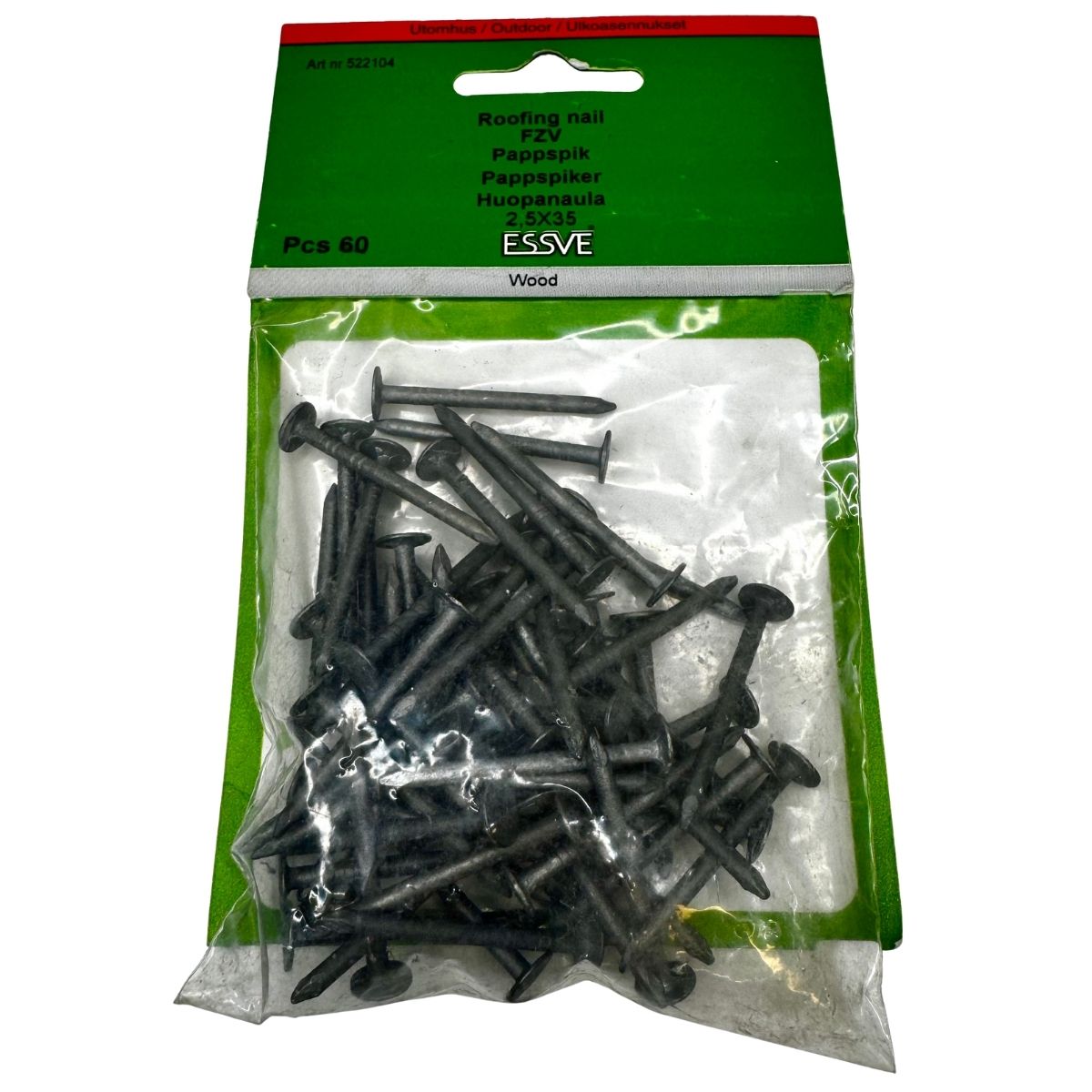 Pappspik 2,5x35 mm FZV ESSVE 60-pack för tak och underlagspapp
