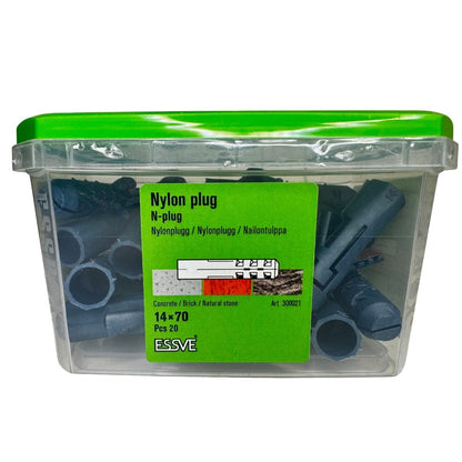Nylonplugg 14x70 mm ESSVE i förpackning
