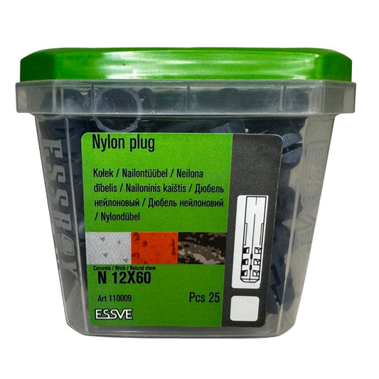 Nylonplugg 12x60 mm ESSVE i förpackning 25-pack
