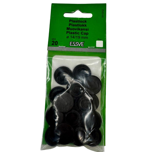 Plastlock ESSVE Ø14/19 mm svart i plastförpackning
