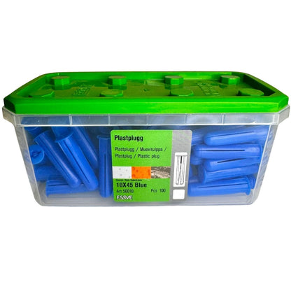 Plastplugg 10x45 mm blå ESSVE i plastlåda
