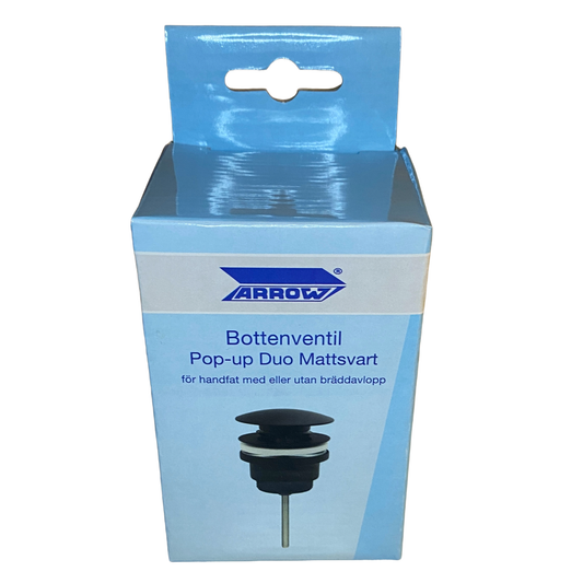 Bottenventil pop-up duo mattsvart Arrow produktbild framifrån