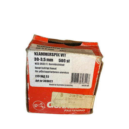 Klammerspik 30x3,5 mm vit varmförzinkad Gunnebo NCS 0502-Y 500-pack
