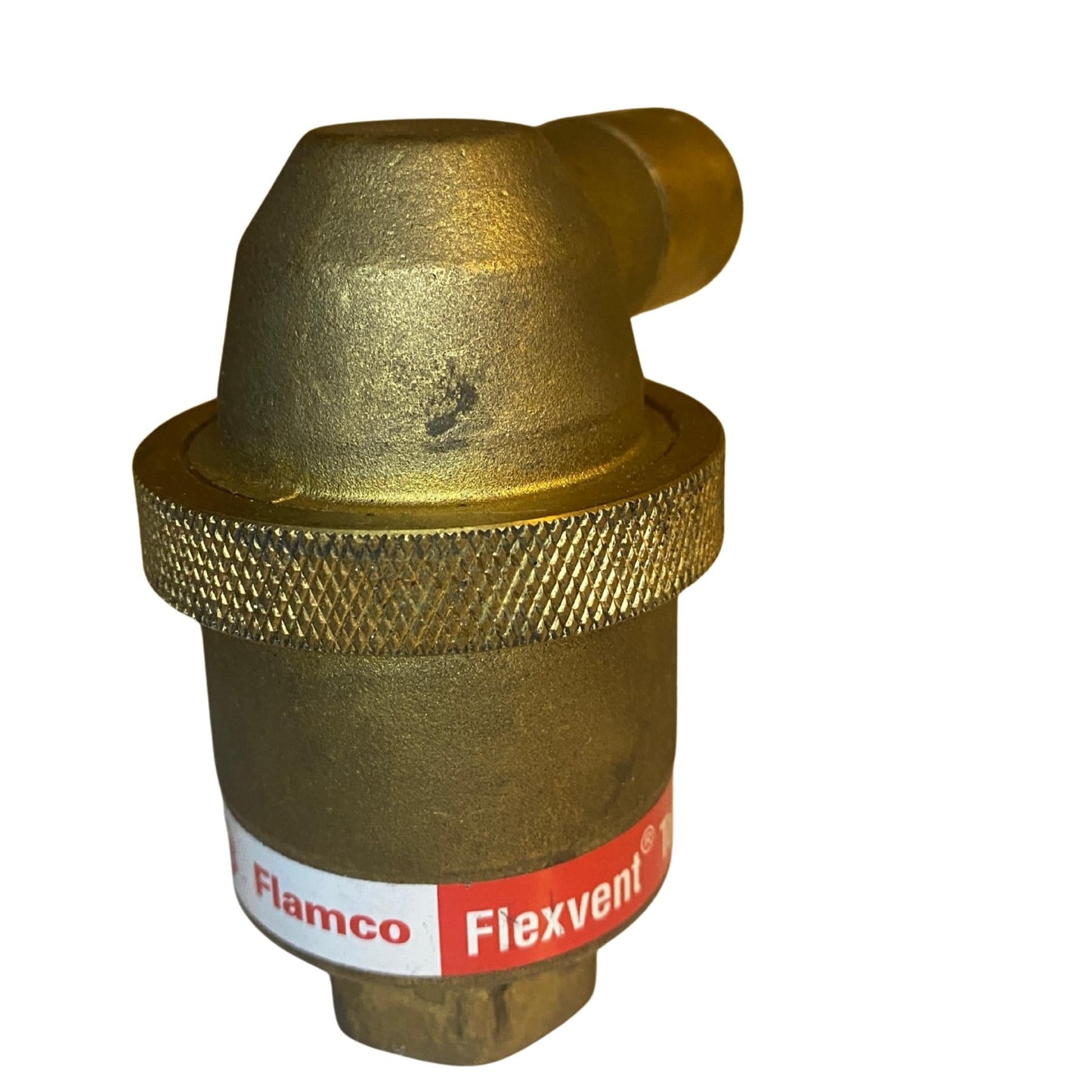 Sidovy av Flamco Flexvent Top automatisk avluftare i mässing
