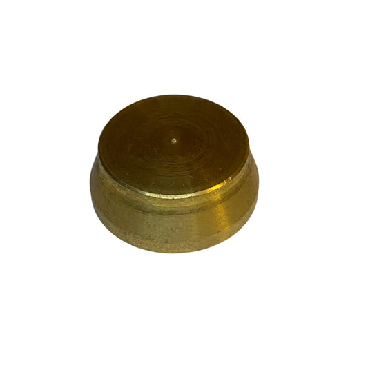 Rund ändplugg i mässing 18 mm sedd uppifrån
