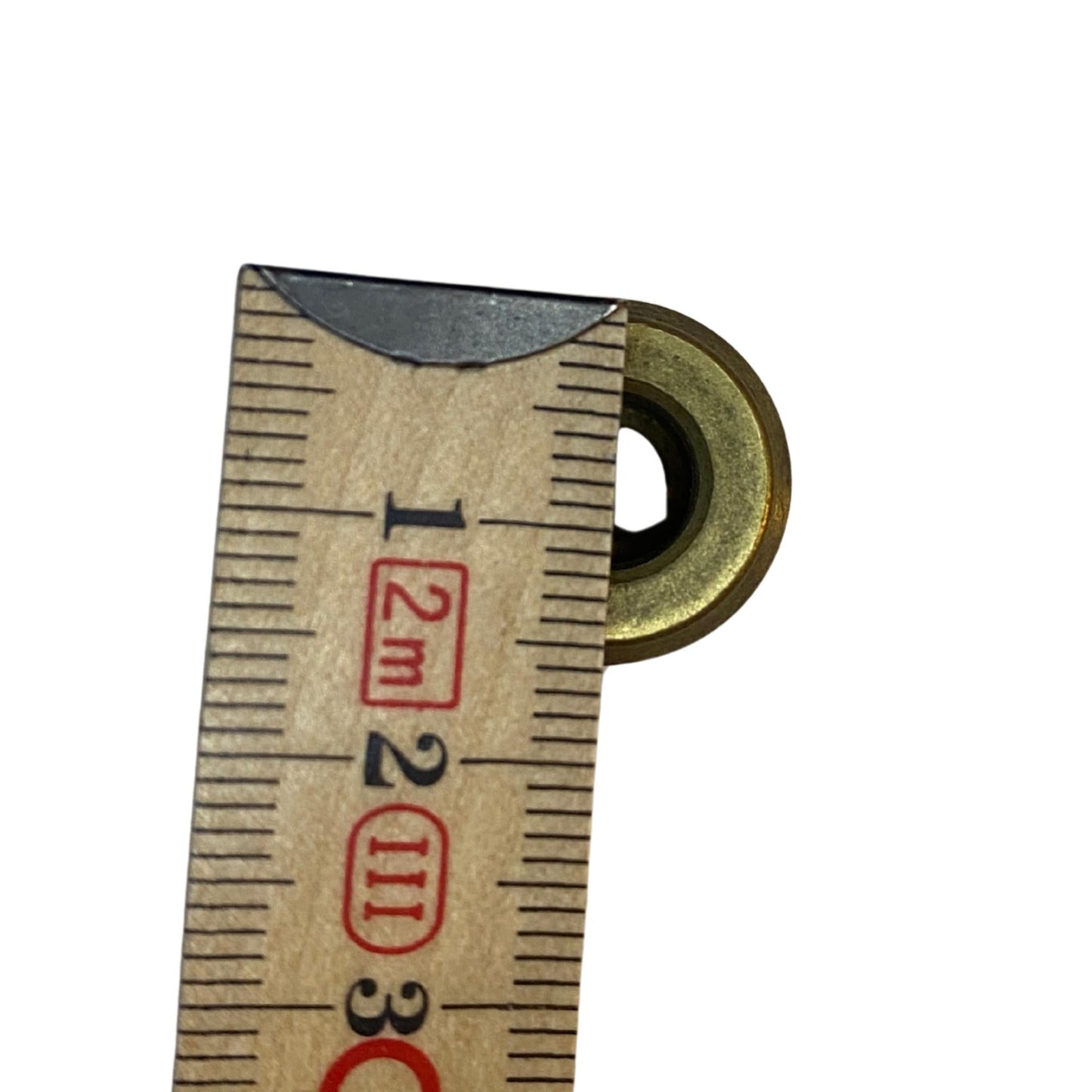 Detaljbild av förminskningsset 15 mm i mässing med måttangivelse
