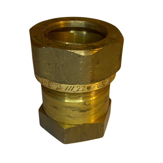 Vatette koppling rak i mässing 22mm

