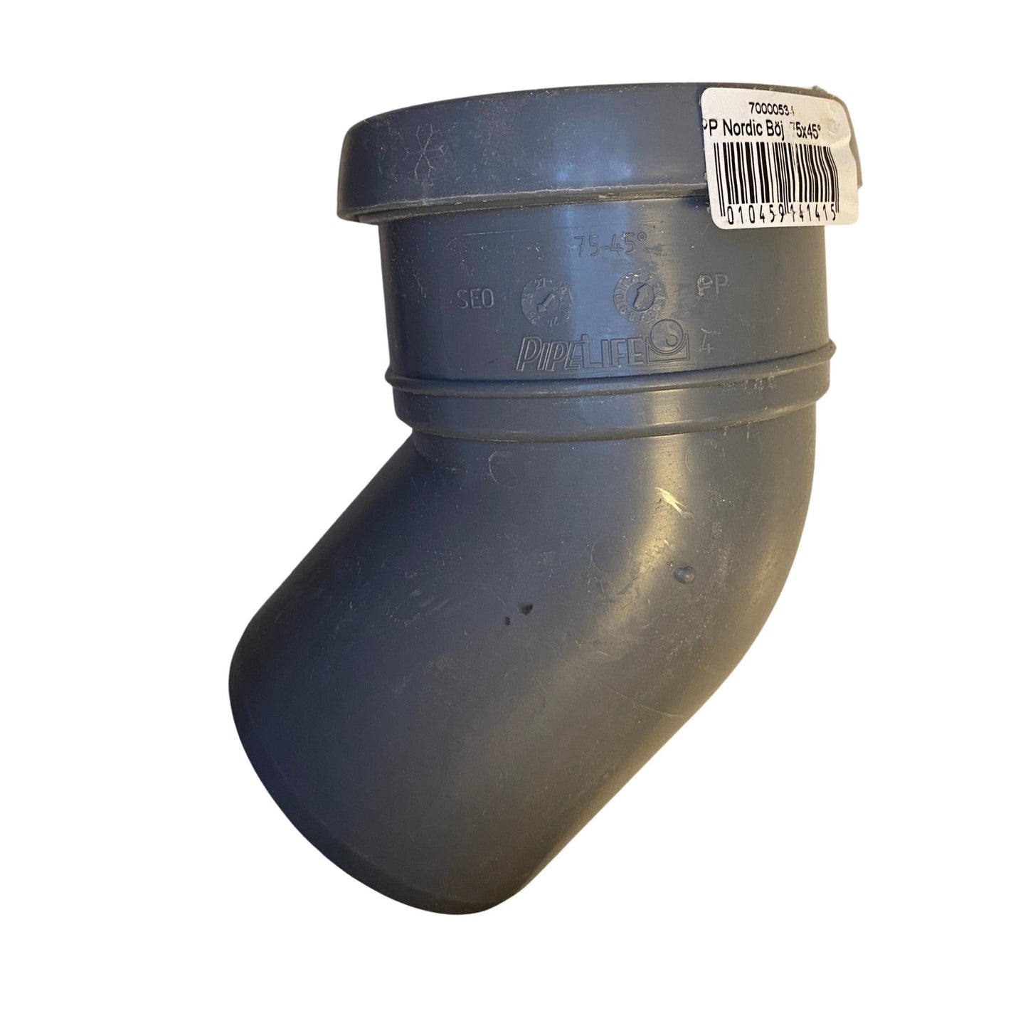 Pipelife Nordic böj 45 grader i PP 75 mm med en muff