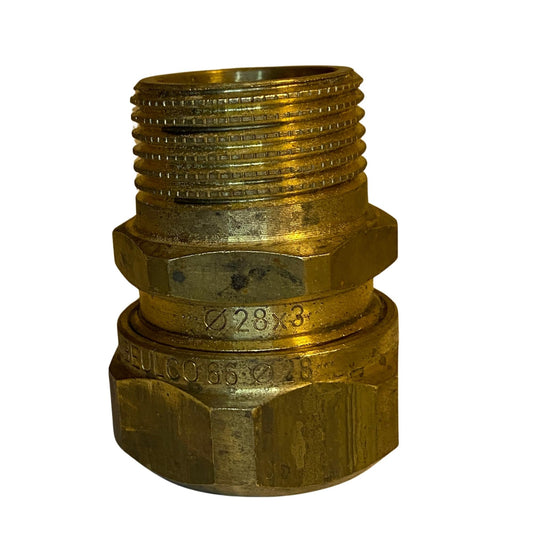 Klämringskoppling 28x3 mm med utvändig gänga i mässing