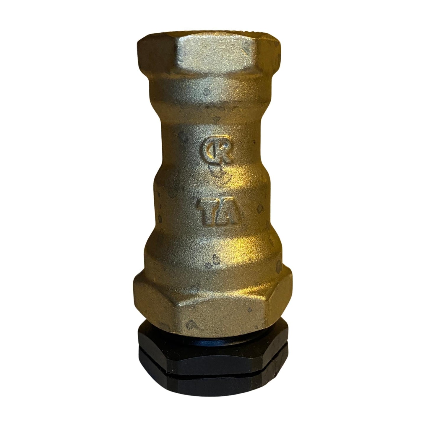 Reducerande koppling 20 mm invändig i mässing sedd från sidan