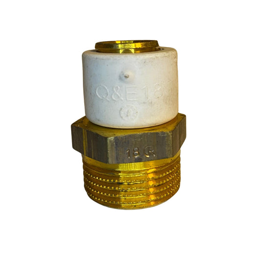 PEX koppling 18x10 mm med mässingsgänga och klämringsanslutning