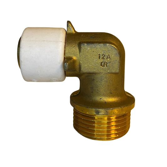 Vinkelkoppling i mässing för PEX 12x10 mm med G3/4 gänga
