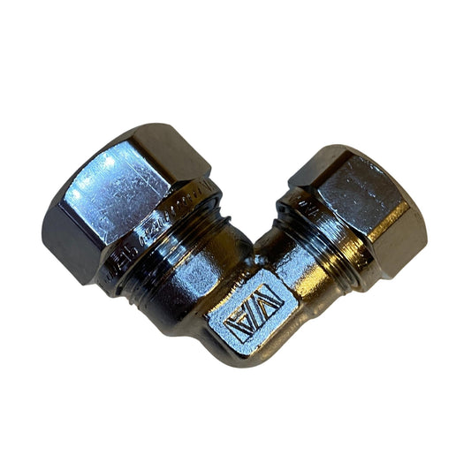 Vatette vinkelkoppling kromad 15 x 12 mm med klämringsanslutning