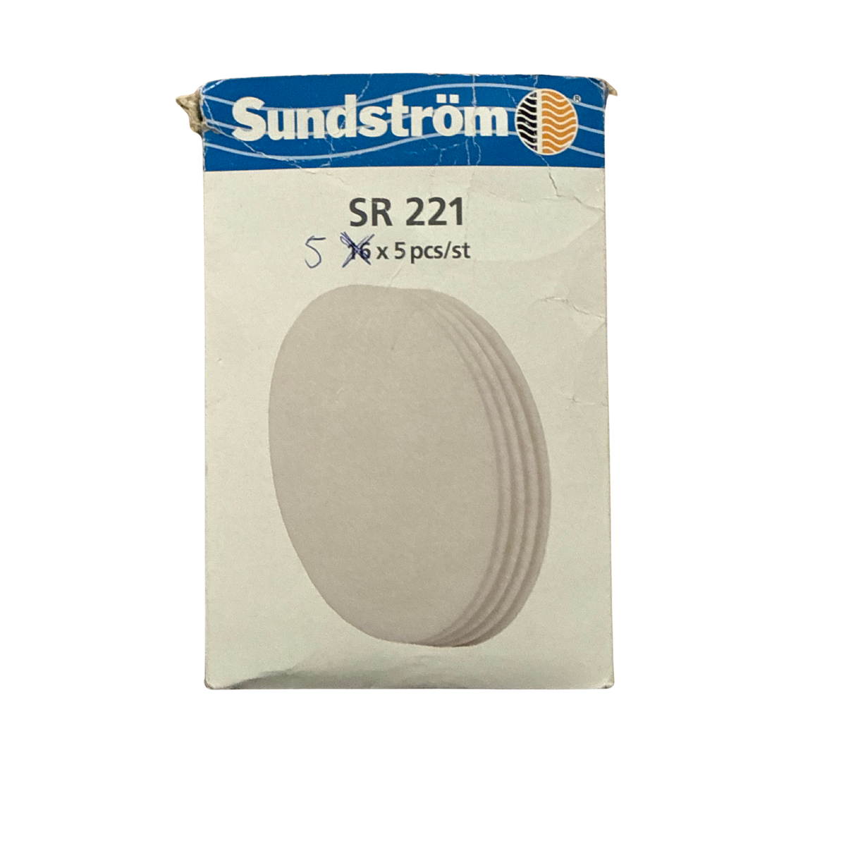Sundström SR 221 förfilter förpackning med produktbild av runda filterskivor