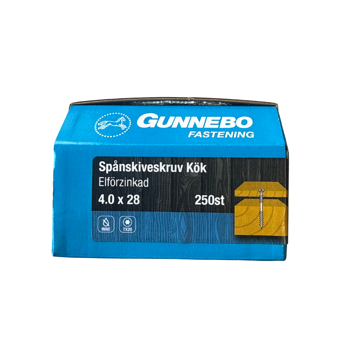 Gunnebo Spånskiveskruv Kök förpackning 4,0x28mm elförzinkad 250 stycken