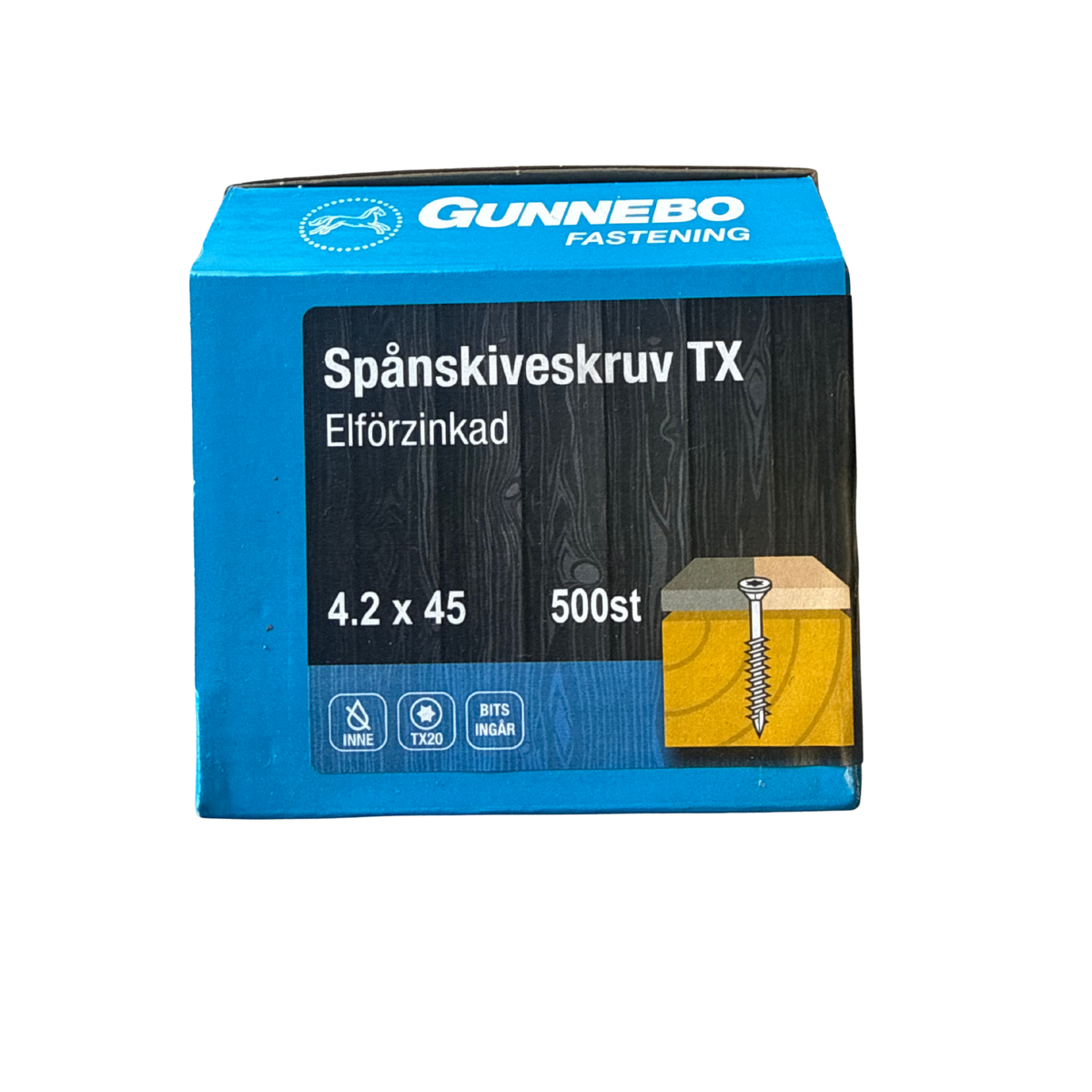 Gunnebo Spånskiveskruv TX förpackning 4,2x45mm elförzinkad 500 stycken